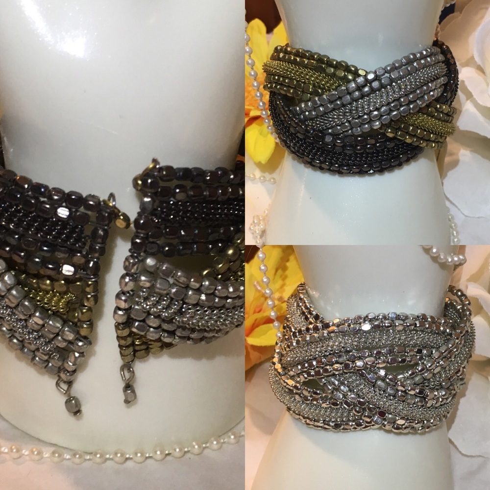 Elegant Couture Kashmiri Braided Steel Cuff Bangle - Picture 2 of 7